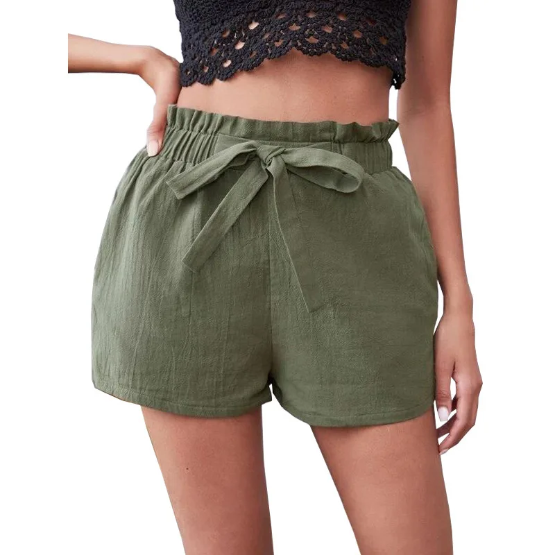 Shorts for Women Summer New Fashion Casual Shorts Bow Loose Elastic Mid-waist Straight Pants