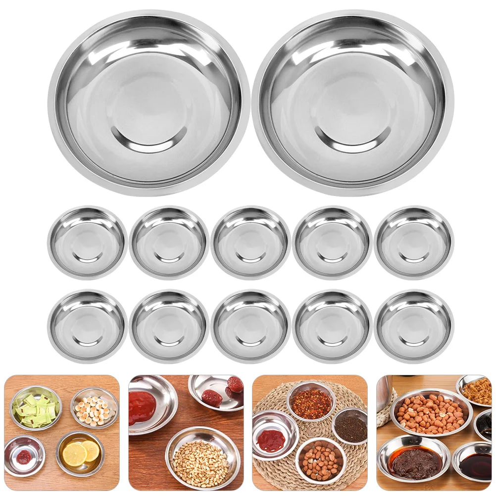 

12 Pcs Stainless Steel Plate Sauce Bowl Small Metal Dipping Cups Mixing Bowls Prep Food