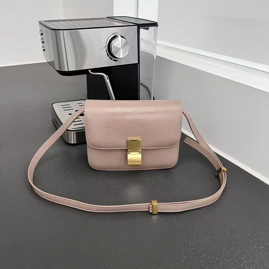 Luxury Women Bag Lizard Leather Handbags Box Bag Retro Tofu Small Square Shoulder Bag Soft PU Leather Messenger Female Handbag