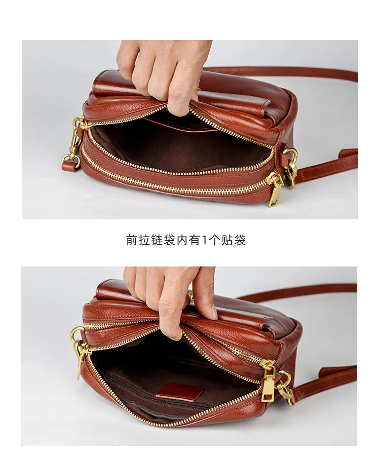 Modische Joker Vintage-Umhängetasche aus Rindsleder für Damen, Outdoor, Alltag, Reisen, Luxus, echtes Leder, kleine Crossbody-Tasche – Detail 4