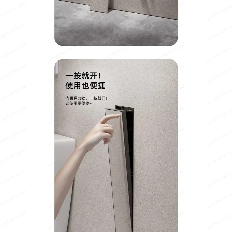 Modern Hidden Recessed Toilet Brush Holder, 304 Stainless Steel Frameless In‑Wall Niche for Bathroom Decoration