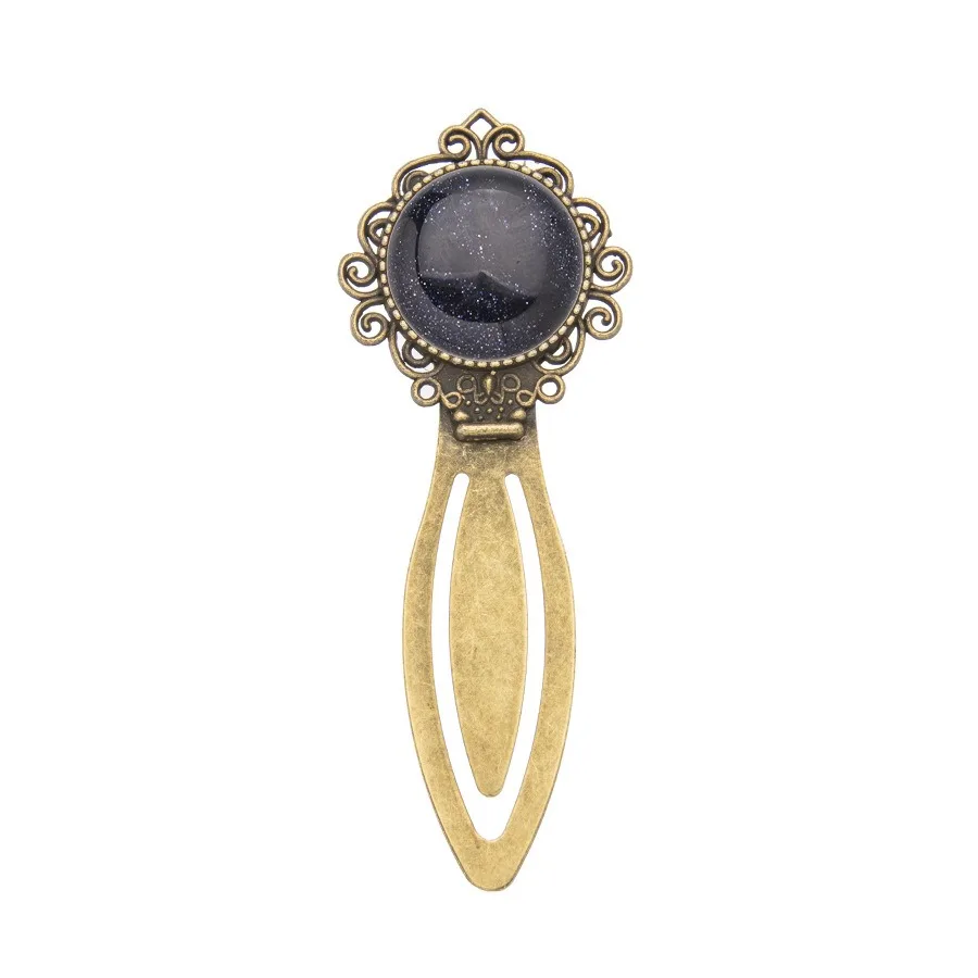Vintage Bronze Bookmark Exquisite Inlaid Gemstone Book Mark Reading Book Clip Book Page Pagination Marker School Office Supplies view 5
