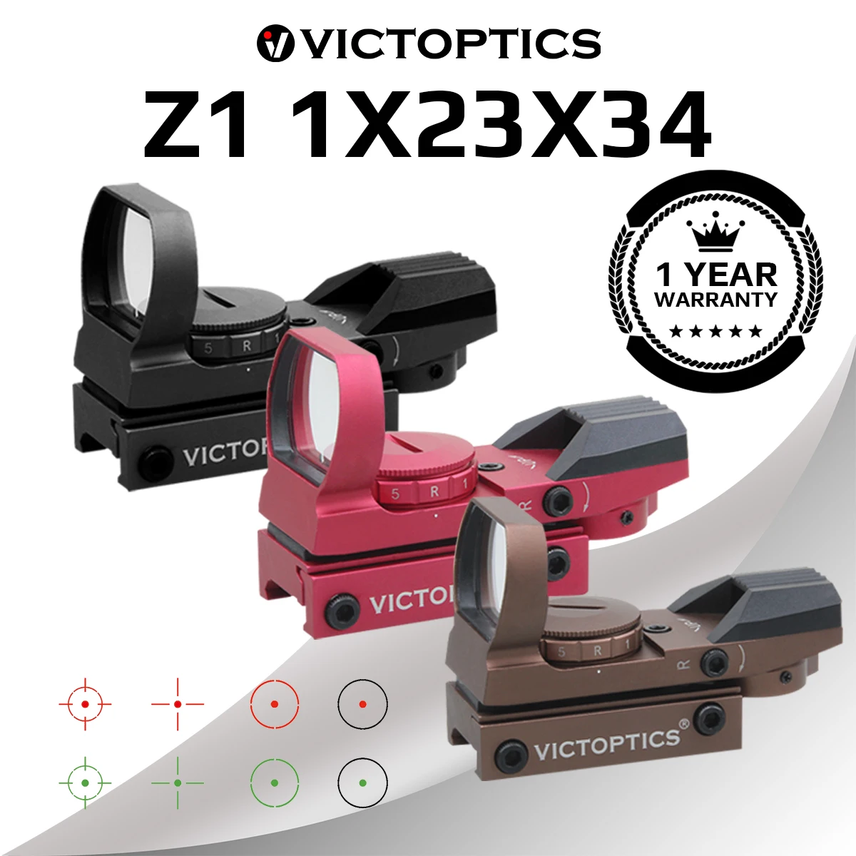 

VicOptics Z1 1x23x34 Red Dot Scope Hunting Riflescope 21mm 20mm Weaver Reflex Collimator Sight For Airsoft .223