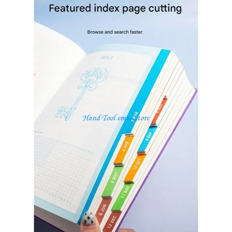 H37F Professional 2026 Daily Planner Dated Leather Academic Planner with 200 Sheets Dated Ribbon Bookmarks for Men Women