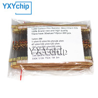 300pcs 30value Rang 1ohm-3M ohm 1/2W Carbon Film Metal Resistors Assortment Kit Set NEW 30 Values Resistor Hot Sale