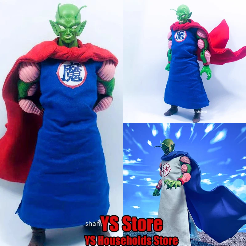 

No Doll 1/12 Anime Piccolo Figure Sleeveless Long Robe Red Blue Cape Toys Accessory For 6inch Shf Anime Dragon Ball Soldier