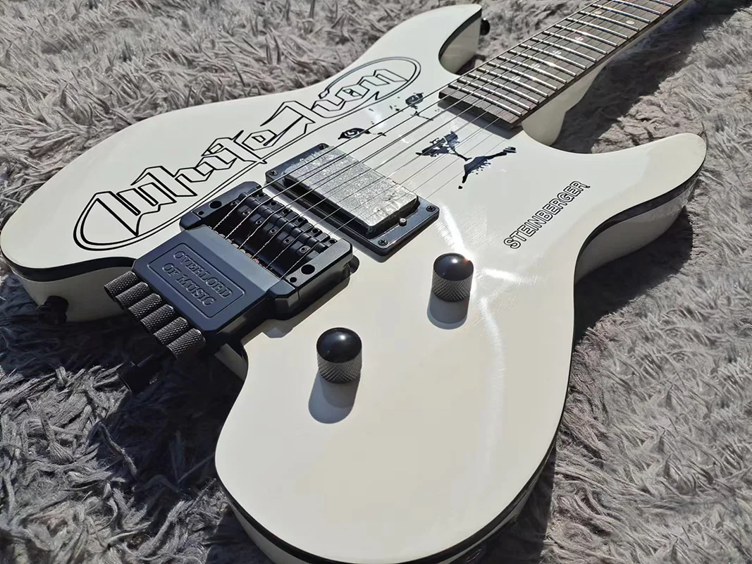 

Headless Electric Guitar, Mahogany Body, White Color, Floyd Rose Tremolo Bridge, 6 Strings Guitarra, Steinberger Version