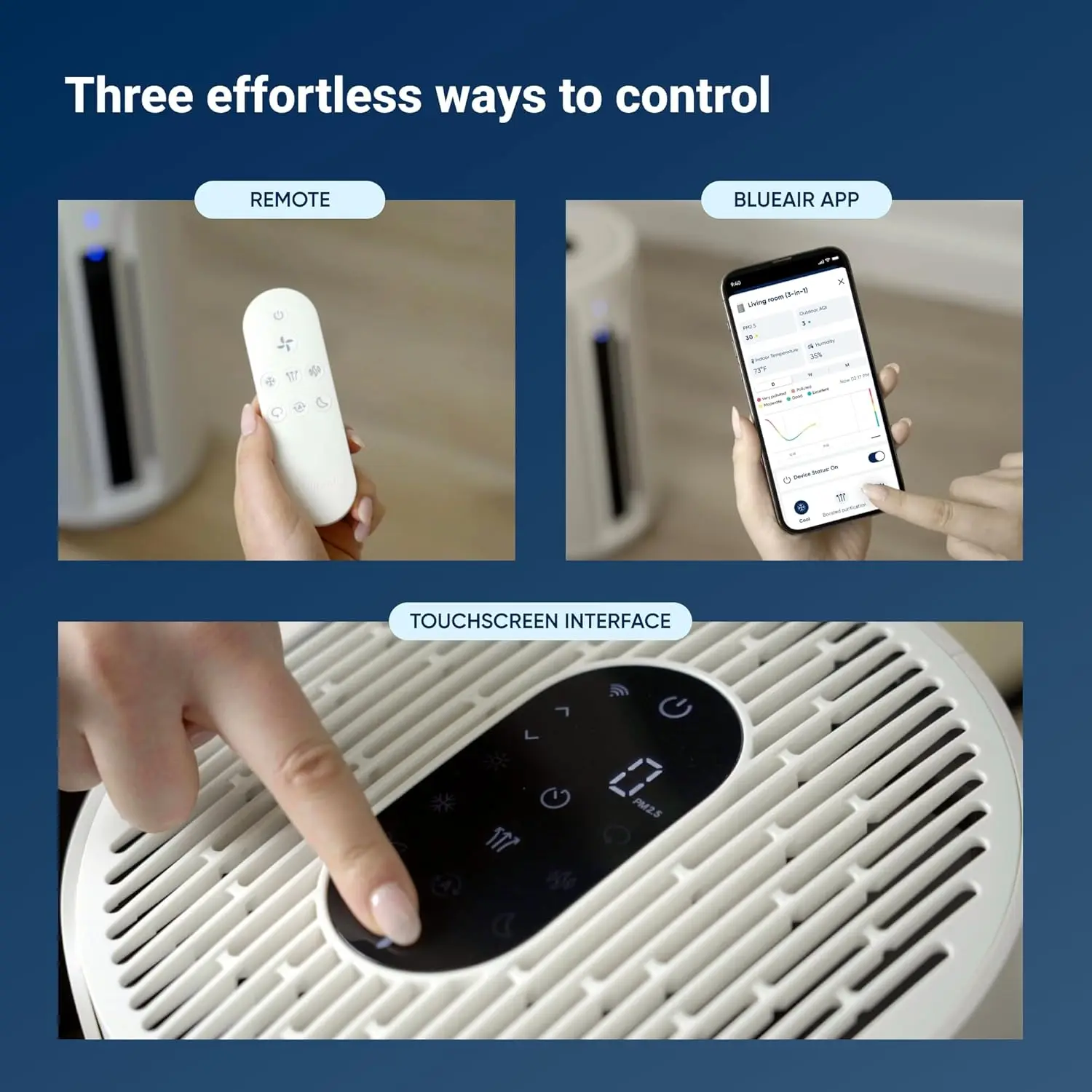 Most Powerful 3-in-1 Cooling, Heating, Air Purifier –  Cleaner for Home, Pets, Allergies, Dust,