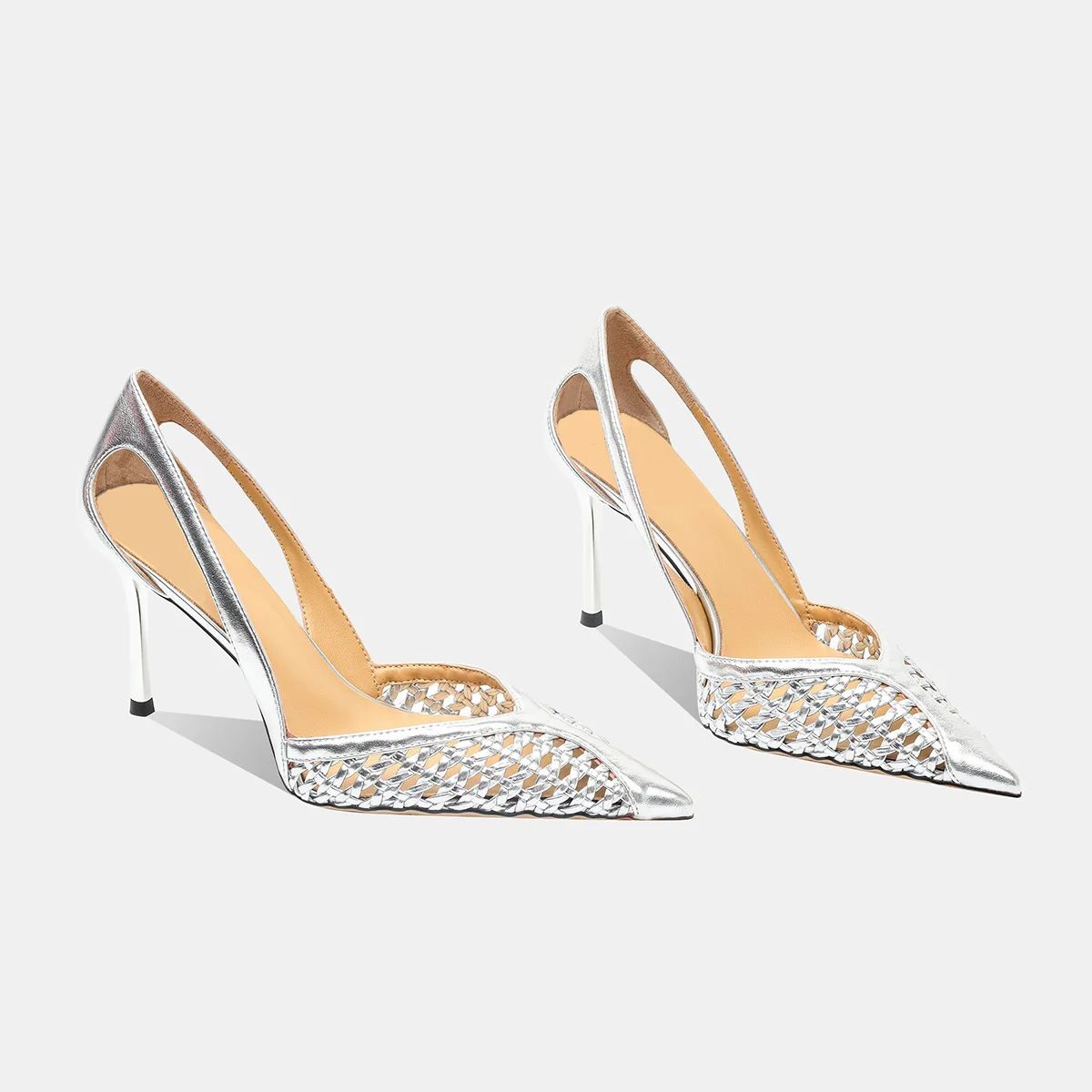 Women Fashion Hollow Mesh Sandals Brand Pointed Toe Shallow High Heel Sandals Comfort Elegant Thin Heel Designer Shoes Women image 5