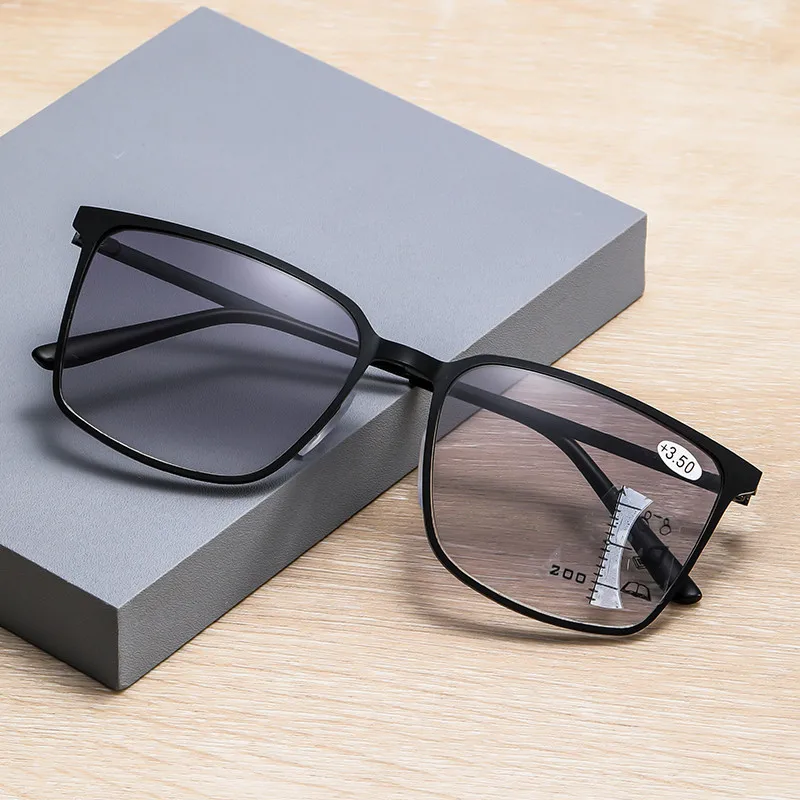 Metal Multifocal Reading Glasses Progressive Bifocal Anti Blue Light UV Protective Presbyopic Prescription Eyeglasses +1.0 +1.5