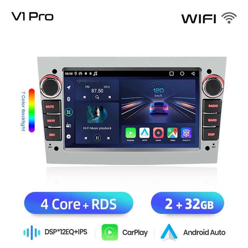 Junsun Draadloze CarPlay voor Apple Android Auto Radio voor Opel Astra Vectra Vauxhall Antara Zafira Corsa Vivaro Meriva BT RDS