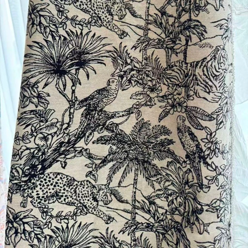 French Wild Jungle Jacquard Curtains with Cotton and Linen Texture Curtains for Living Dining Room Bedroom Custom Size Drapes