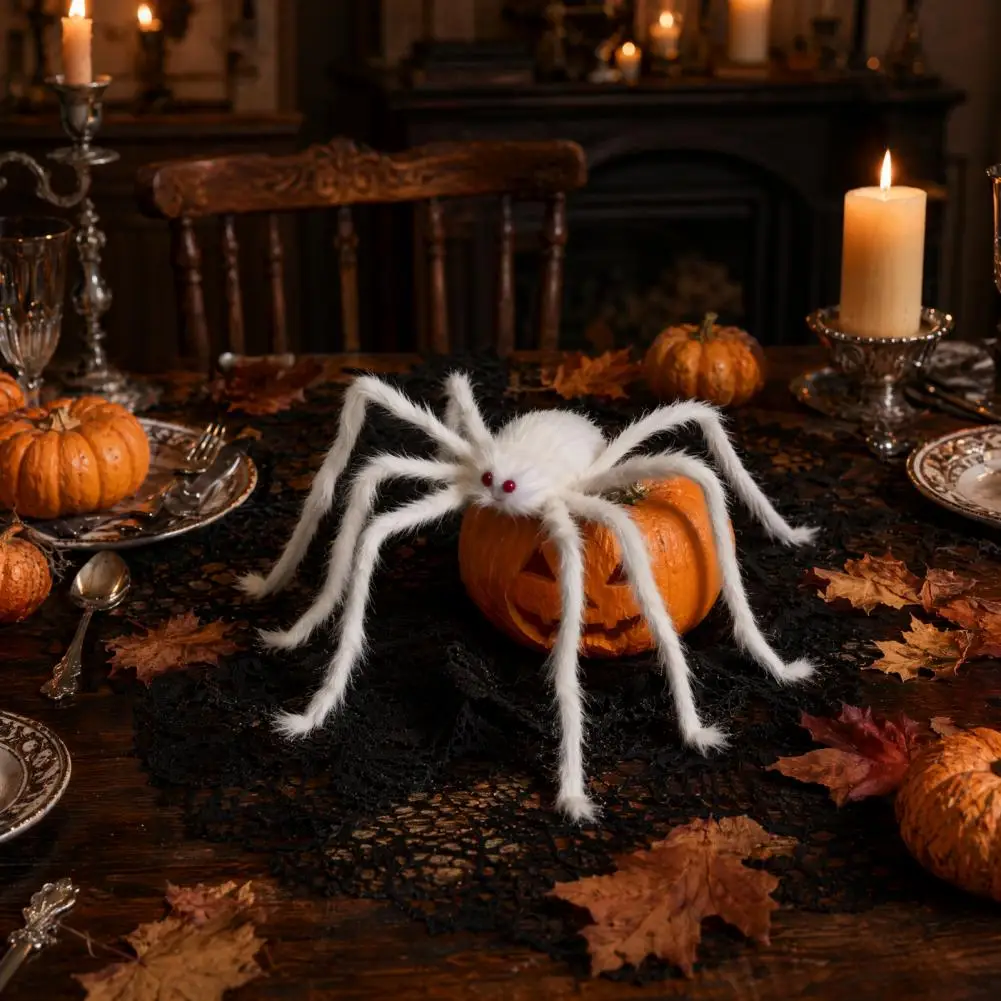 Giant Spider Toy Fake Spider Plush Soft Hairy Spider Halloween Decoration Furry Prop for Outdoor Yard Indoor Haunted House Party