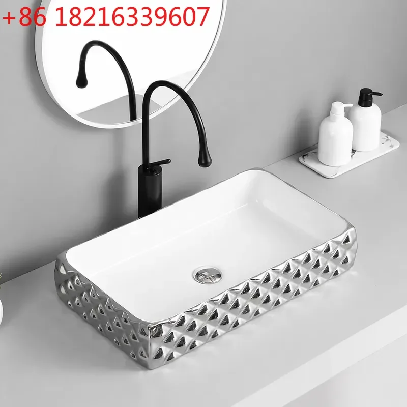 YAONew Diamond Ceramic Rectangular Table Basin Washbasin Rhombus Sink for Hotel Bar Project Wholesale