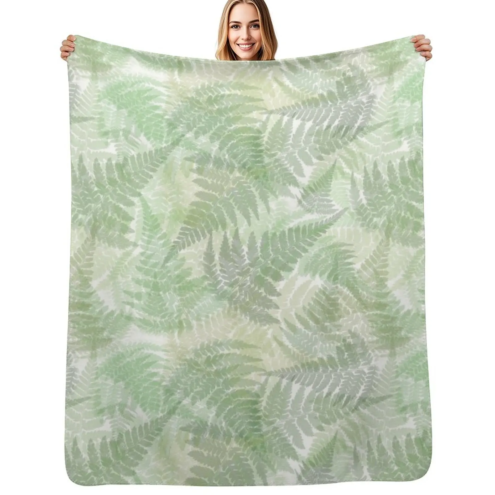 

Fern Leaves Pattern Throw Blanket Tourist warm for winter Luxury Thicken Loose Blankets