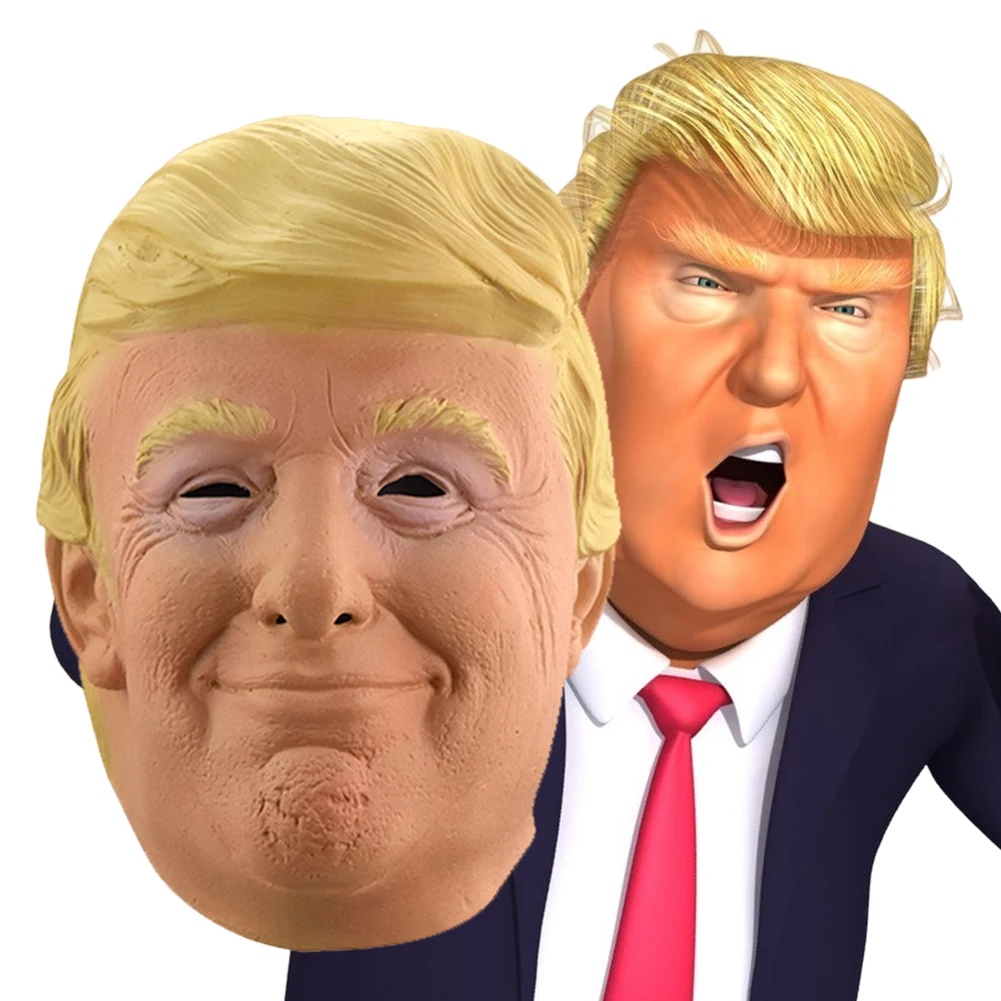 Adult Costume Latex Head Cover American Campaigner Mask Trump Full Head Face Mask for Festival Halloween Easter Costume Party