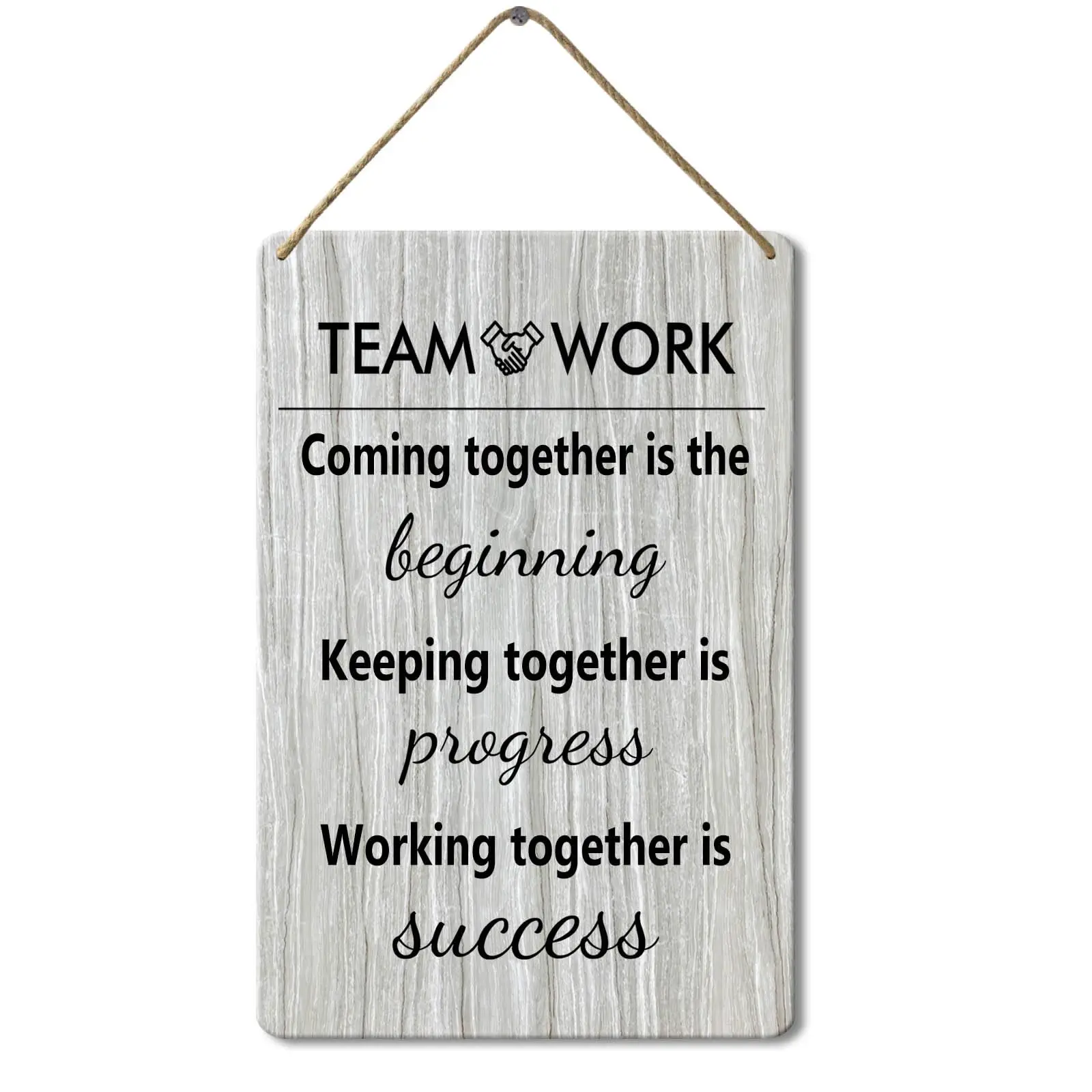 Locmorly Wood Sign, Teamwork Coming Together Is The Beginning Sign, 8x12 Inch, Rustic Motivational Office Wall Decor sign