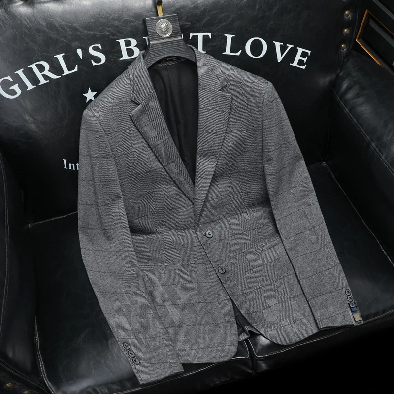 

Изысканные мужские пиджаки с легким уходом, однобортные, приталенные, четыре сезона, удобные костюмы высокого качества для отдыха Terno Masculino