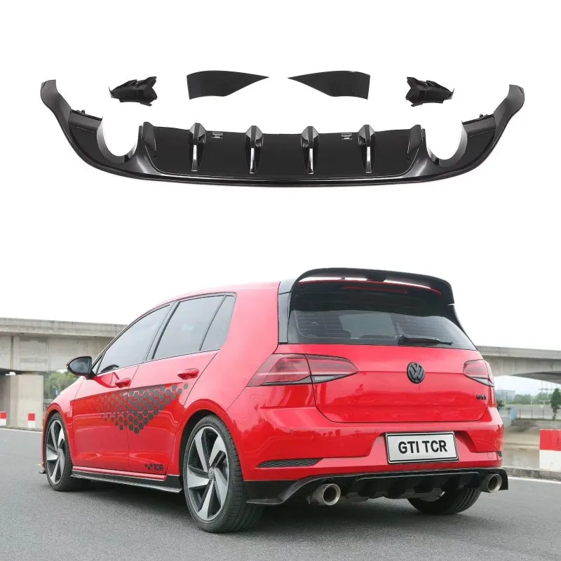 YKSRDNF Diffuser for Volkswagen GOLF 7 / 7.5 VII MK7 / 7.5 GTI R Series hatchback pre-replacement rear bumper diffuser