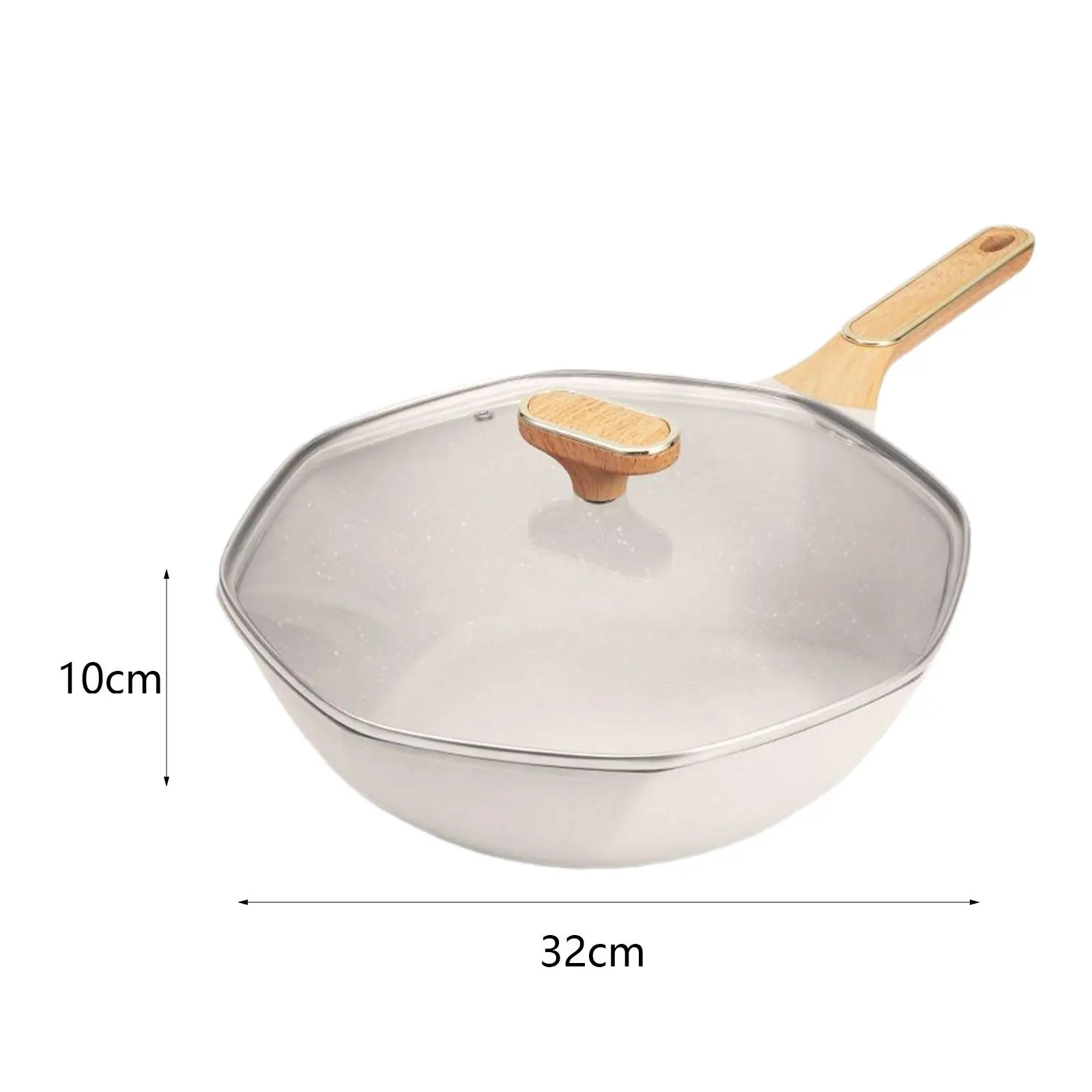 Octagonal Frying Pan Sturdy with Cover Kitchen Accessories Cooking Saucepan for Camping Restaurant Household Picnic Fried Eggs