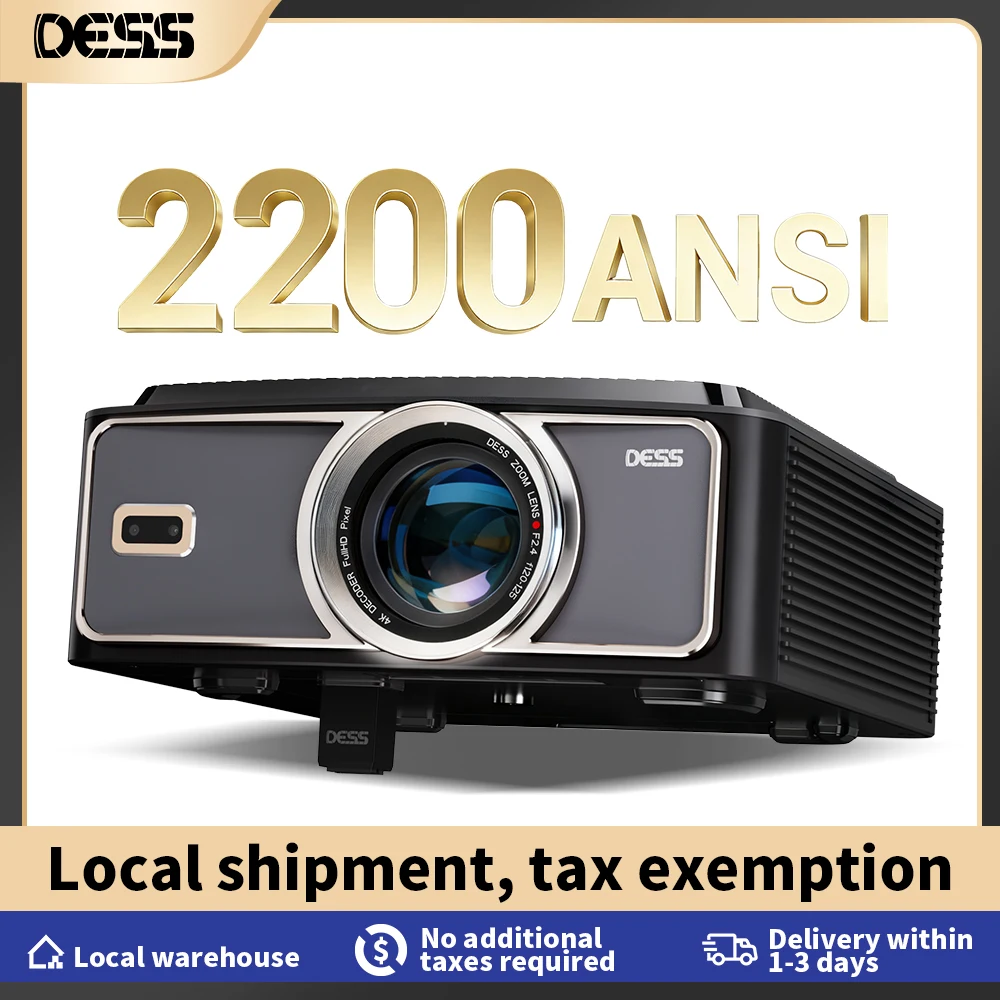 Proyector de Video DESS C5Pro Full HD 1080P, C5 Pro BT5.4 WIFI Android Beam, Proyector para Cine en Casa, Videojuegos y Reproductor de