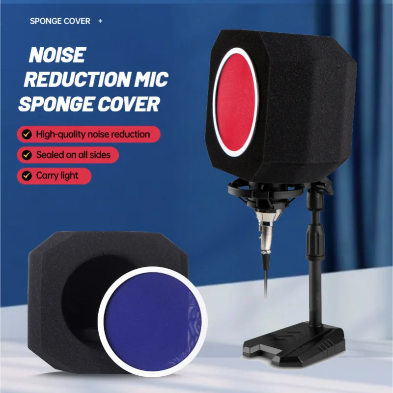 Capacitor Microphone Sponge Cover Noise Reduction Wind Screen anti-Spray Acoustic Panel Portable Recording Singing-Reverb S