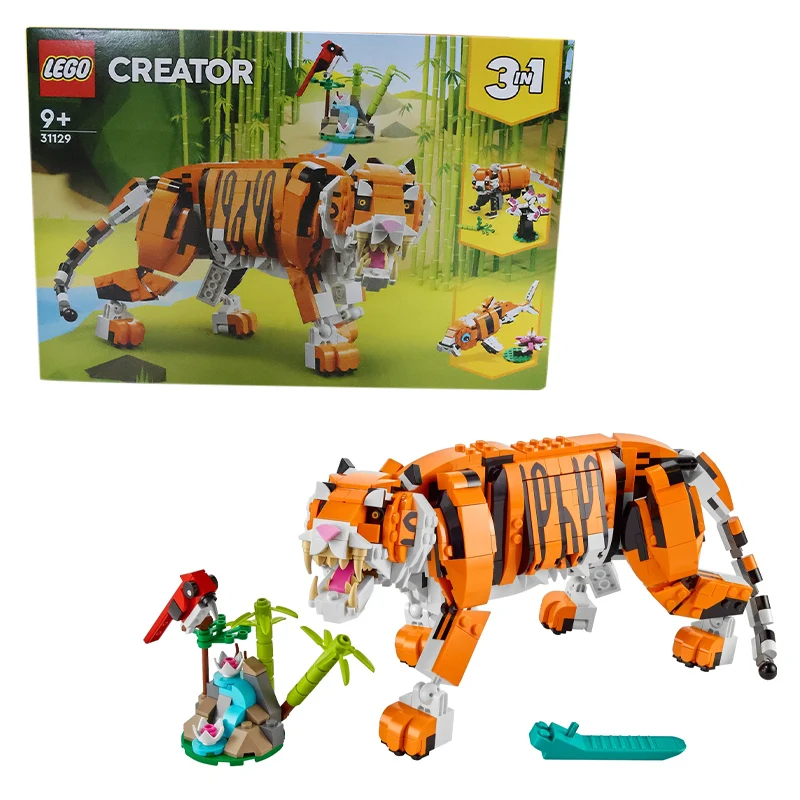 LEGO 31129 Creator 3 in 1 Majestic Tiger Building Set, Transforms from Tiger to Panda or Koi Fish Set Toy