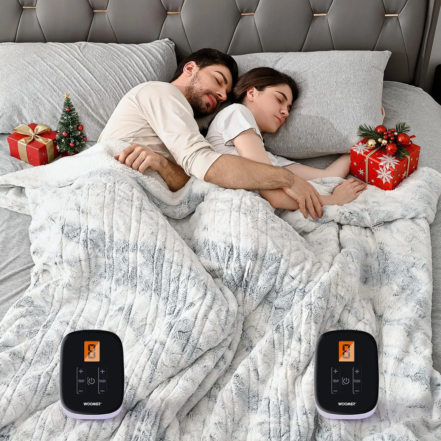 

Одеяло King Size с электрическим подогревом 90x100, быстрый нагрев из искусственного меха, 10 уровней и автоматическое выключение, двойное управление