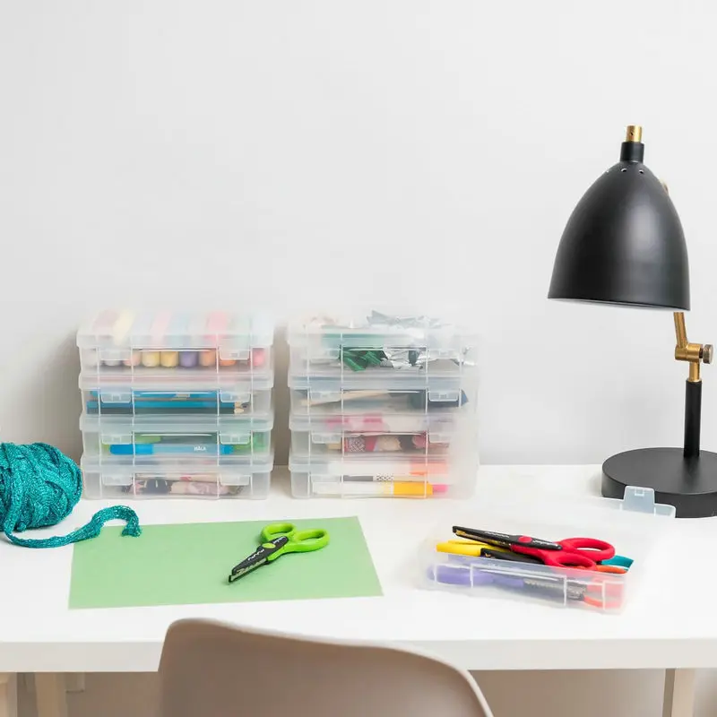 صندوق حاويات تخزين بلاستيكي مع غطاء، صندوق مستطيل شفاف بسعة كبيرة لجمع العناصر الصغيرة والخرز وإكسسوارات الحرف اليدوية #5