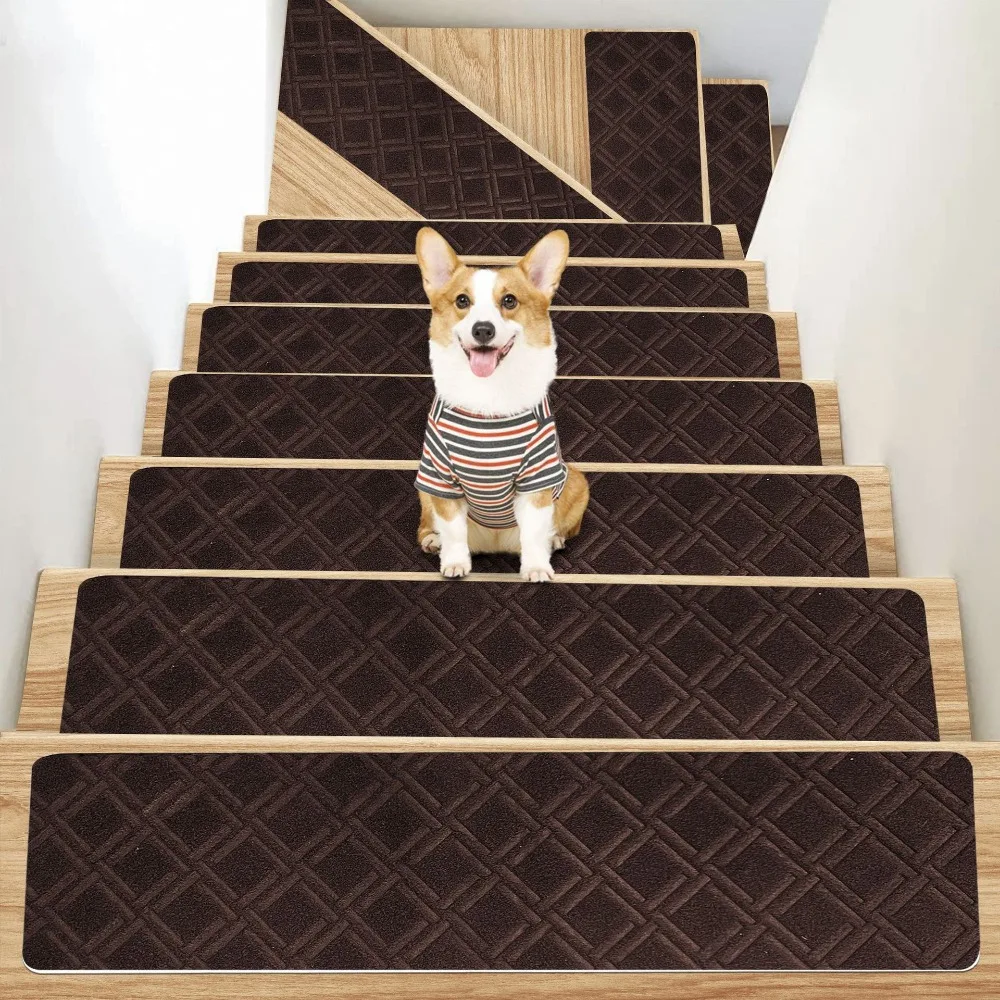 Fashion 76X20cm Staircase Mat Self-adhesive Non-Slip Door Mat Safety Soft Stripe Stair Tread Carpet Mat Home Decor