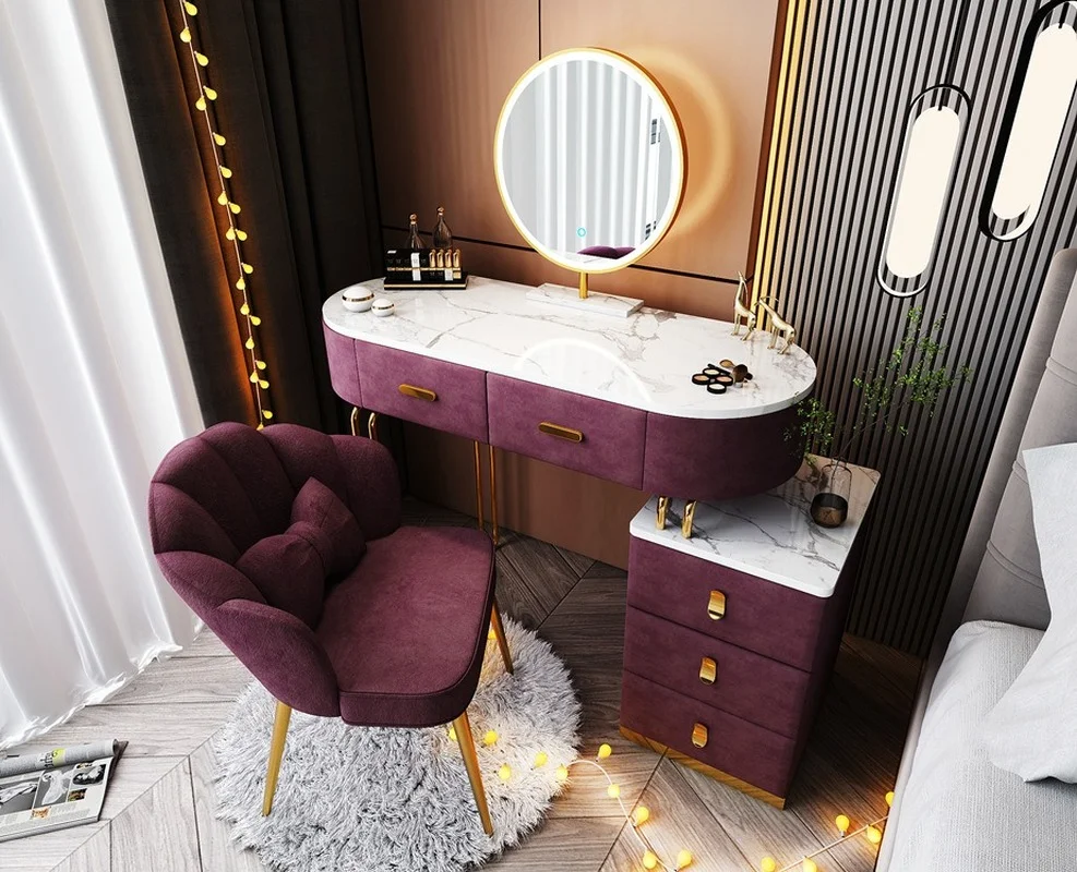 

Makeup Vanity Desk With Chair And Lighted Mirror Dressing Table With 3 Drawers Makeup Vanity Cabinet For Bedroom Furniture