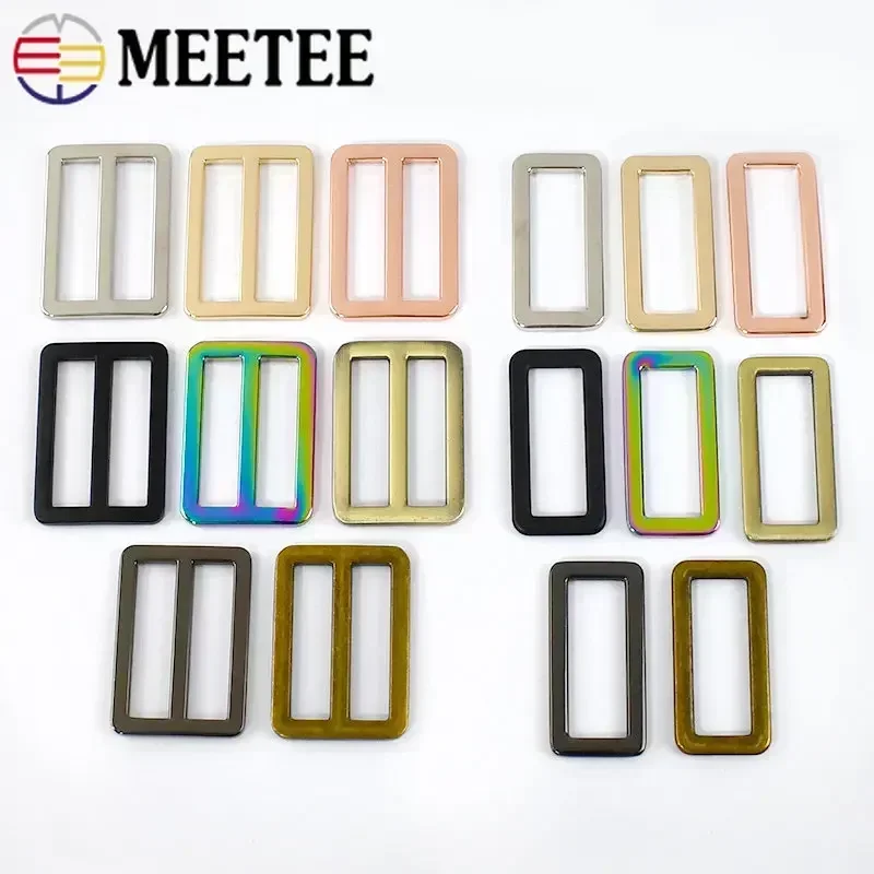 Meetee 30Pcs 20-50mm Metal Ring Buckles Bags Strap Webbing Tri Glide Adjuster Clasp Hook DIY Handbag Hardware Accessories