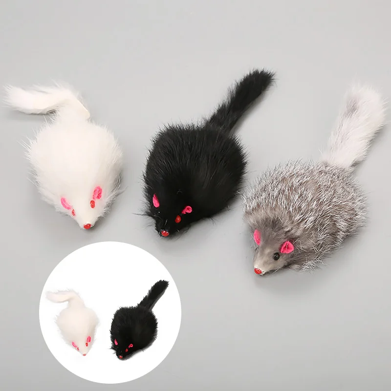 

1PC Furry Plush Cat Toy Soft Interactive Mice Mouse Toys For Cat Funny Kitten Long-haired Tail Pet Cats Training Game Pet Supply