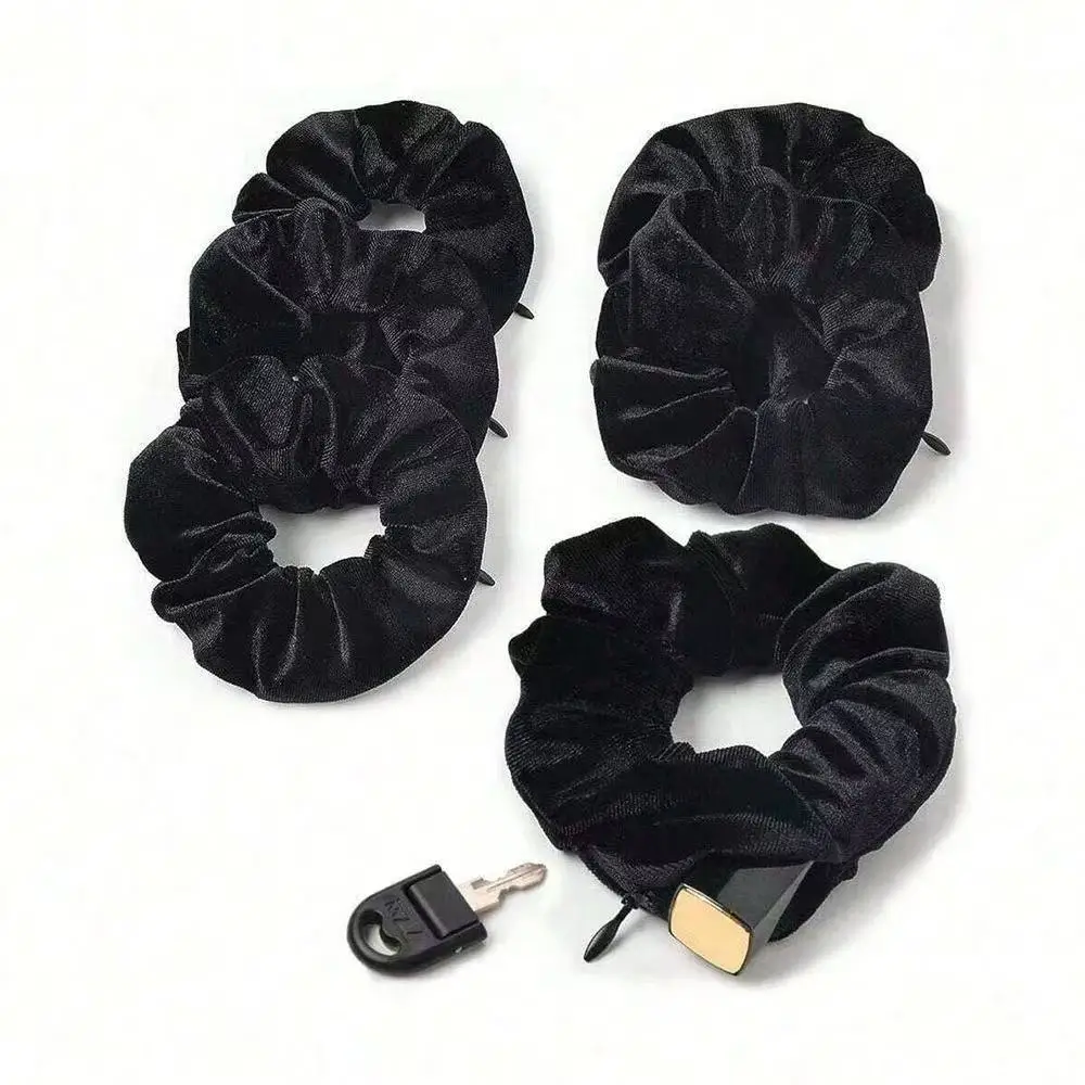 1PCS/Fashionable Sporty Velvet Hair Ties with Zipper Pockets Large Loop Hair Bands Hair Accessories for Women - Detail 1