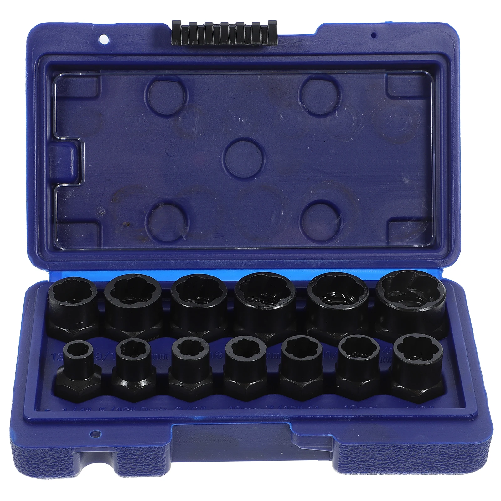 

Bolt Extractor Set Universal 3/8 Inch Square Head Spiral Pattern Anti Rust Corrosion Resistant Strong Torque Lug Nut Remover