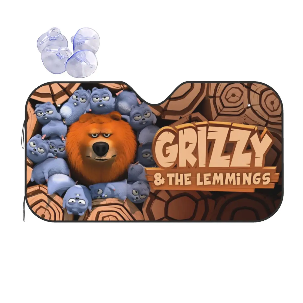 

Grizzly And Lemmings Novelty Windshield Sunshade 70x130cm Cartoon Foils Sun Visor Ice Shield Dust Protection