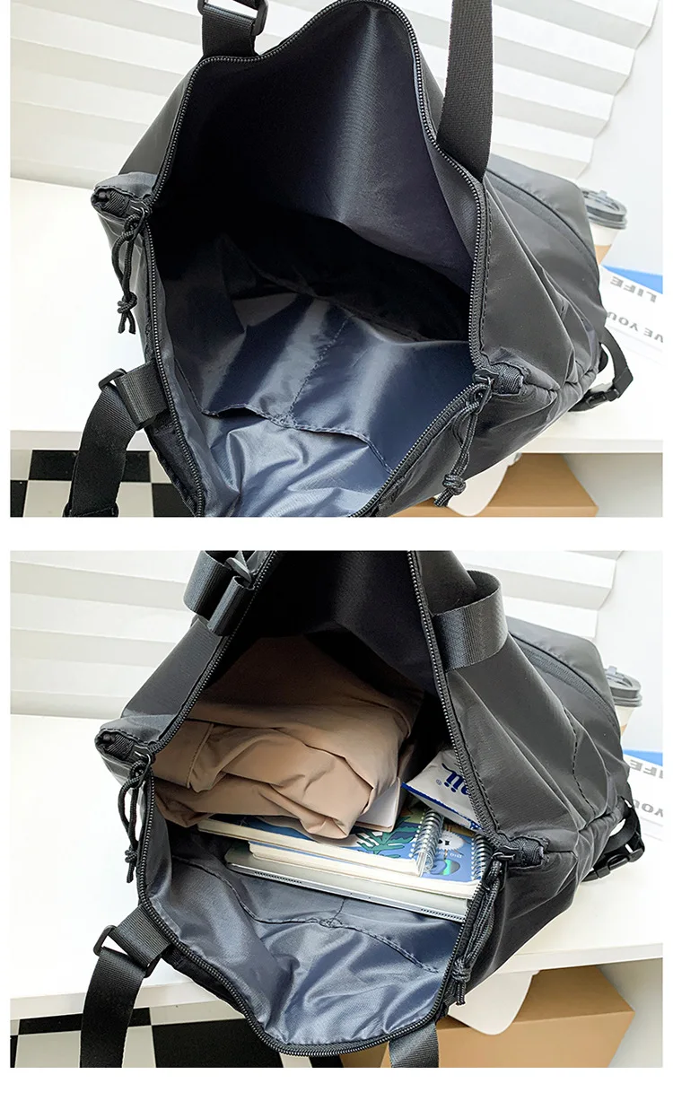 New Backpack for Men and Women Commuting Handbag, Solid Color Single Shoulder Tote Bag, Large Capacity Nylon Backpack for Men