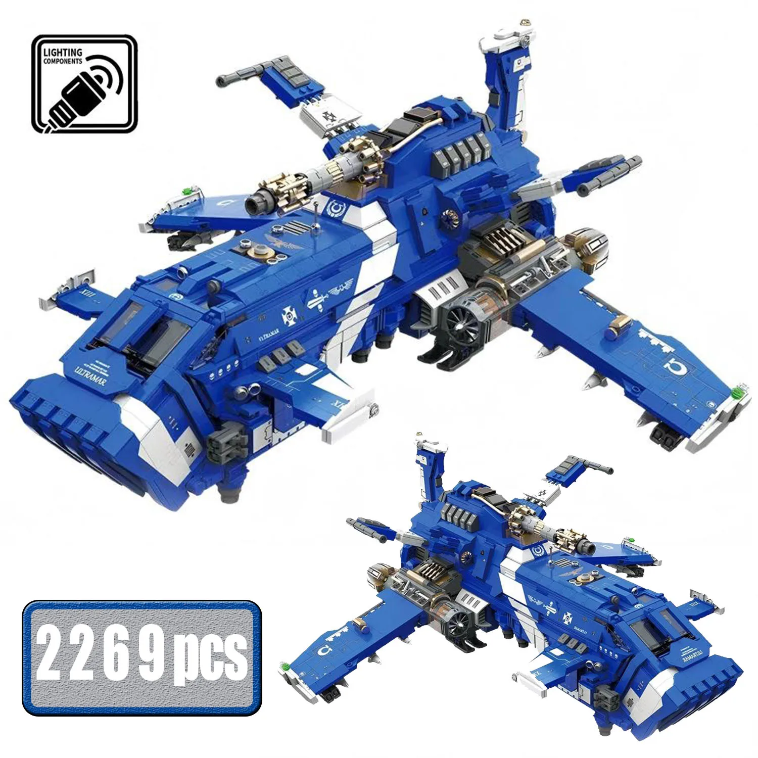 2269PCS MOC Space Fighter Model Building Blocks Interstellar Series LED Assemble Brick City Collect Educational Toys DIY Gifts