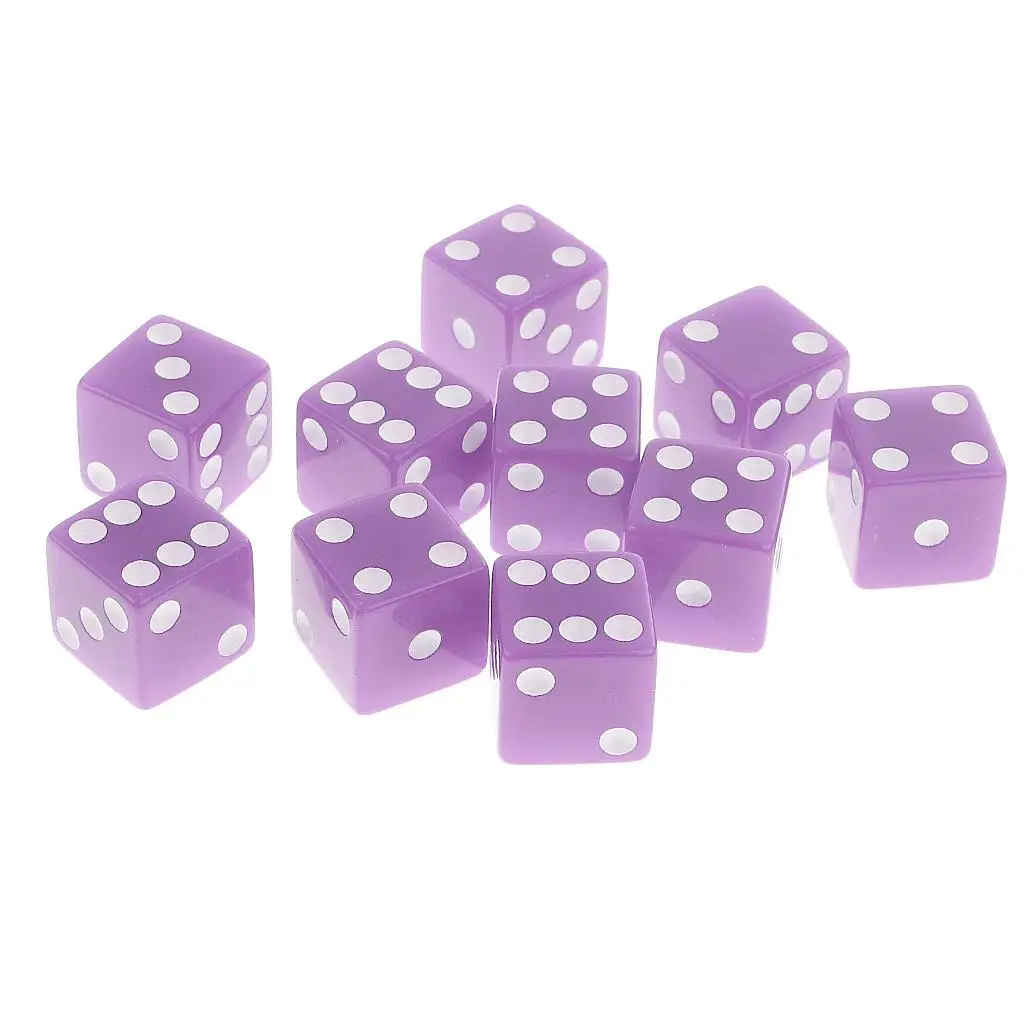 Multi Purpose 10pcs Plastic D6 Dice Set Six Sided Acrylic Digital Dice for Board Games