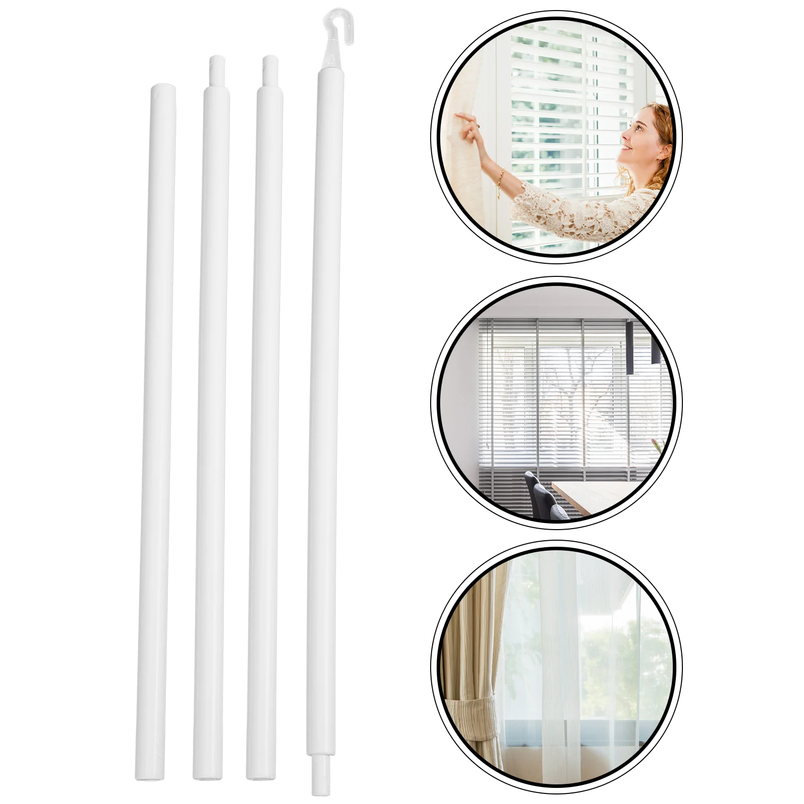 

Venetian Blind Rod Stick Curtain Pull Wand Drapery Opener Plastic for Window Tilt Vertical Hooks Pole