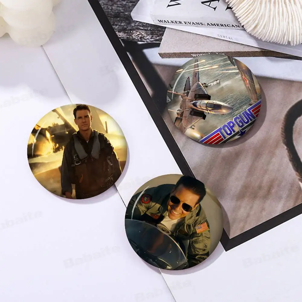 Classic Action Movie T-Top G-Gun Creative Pins Funny Faces Round Snap-in Brooch Badge Backpack Hat Accessories Jewelry Gifts