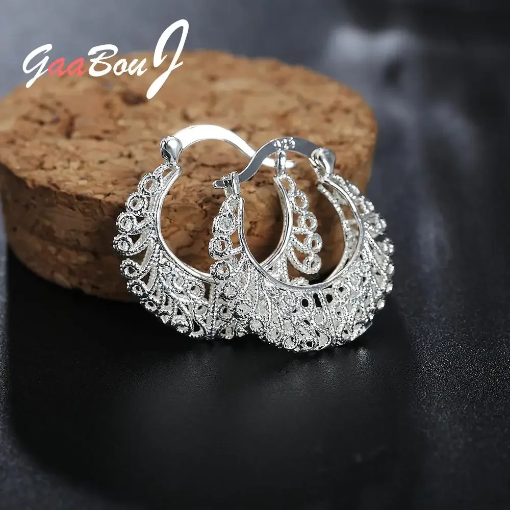 Pendientes de aro pequeños con forma de flor de Plata de Ley 925 para mujer, pendientes de moda, joyería de boda, regalo de Navidad