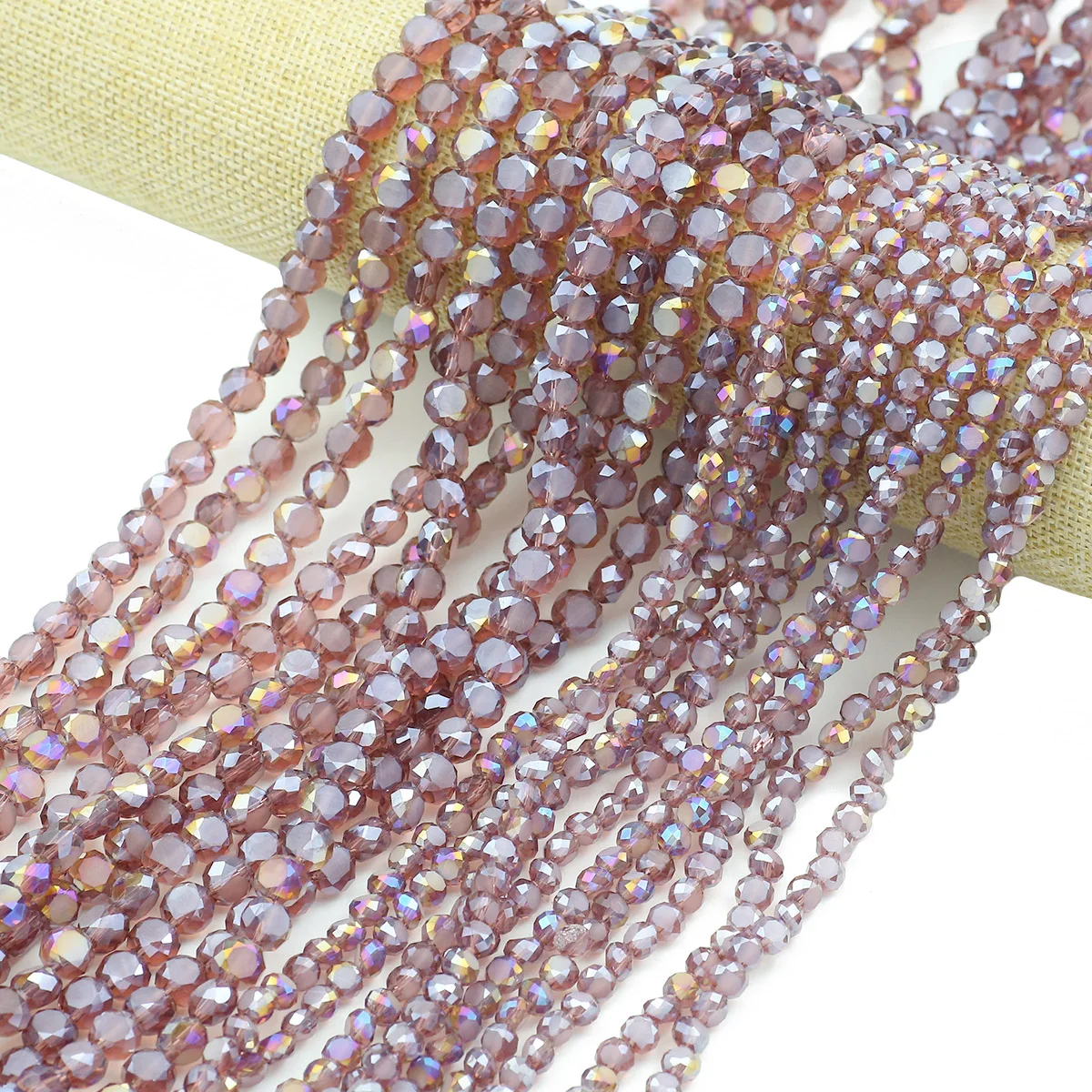 6x8mm 50PCS Flache Runde Brot Form Österreichischen Kristall Lose Perlen Lila AB Farbige Für DIY schmuck Machen Armband Zubehör