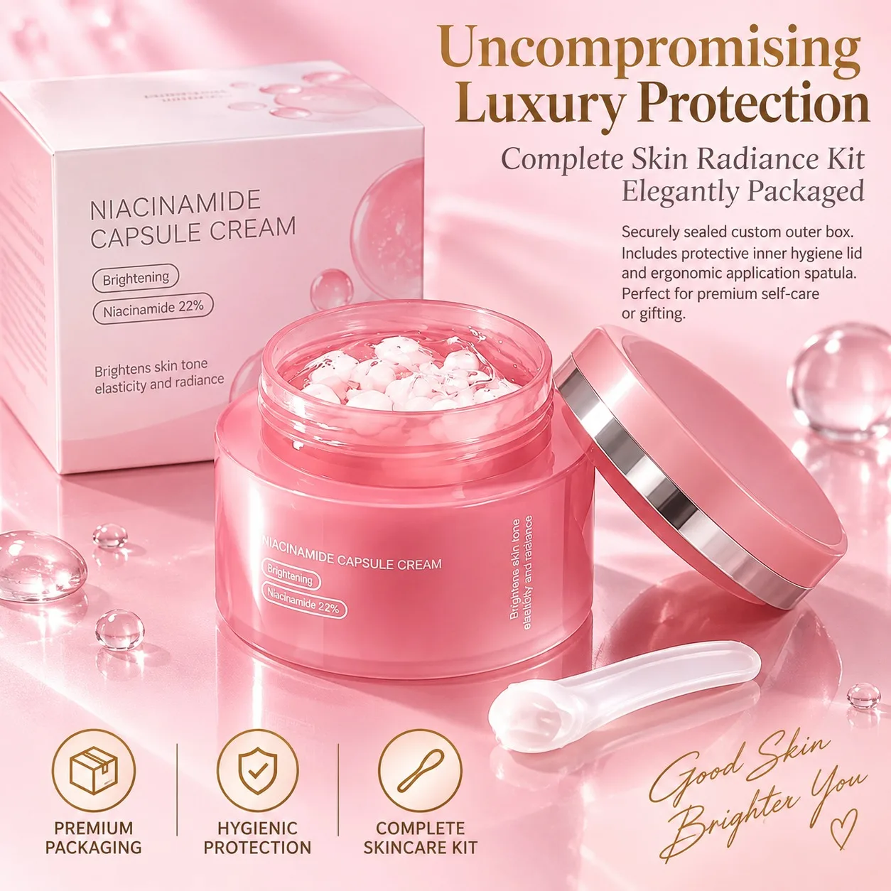 Uneven Skin Tone? Niacinamide Collagen PDRN Face Cream - Korean Pink Capsule Moisturizer, Non-Greasy Brightening Glow Care