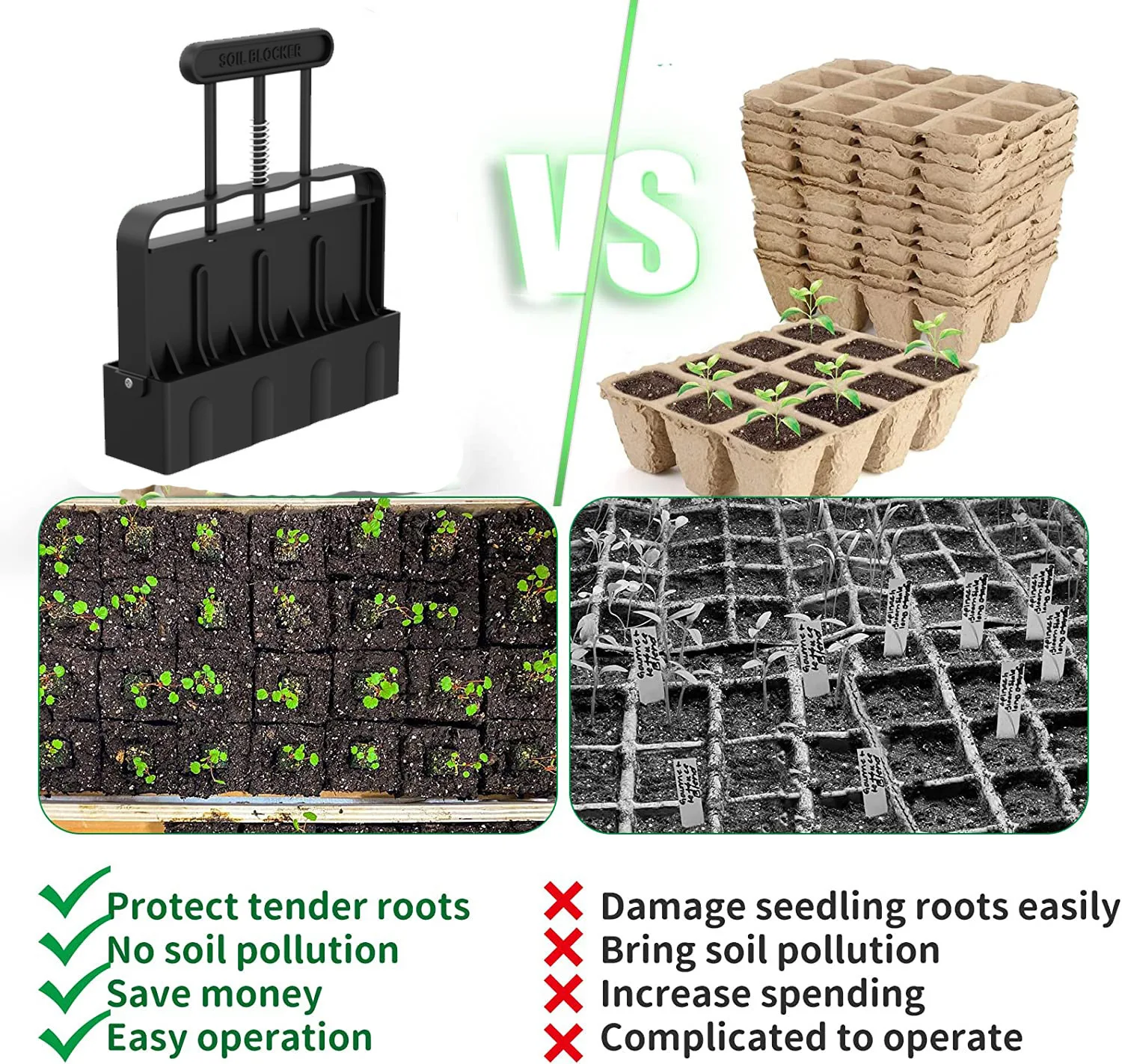 Manual Soil Block Maker Hot Selling Garden Sowing Forest Farm Tool for Root Soil Culture Container Making