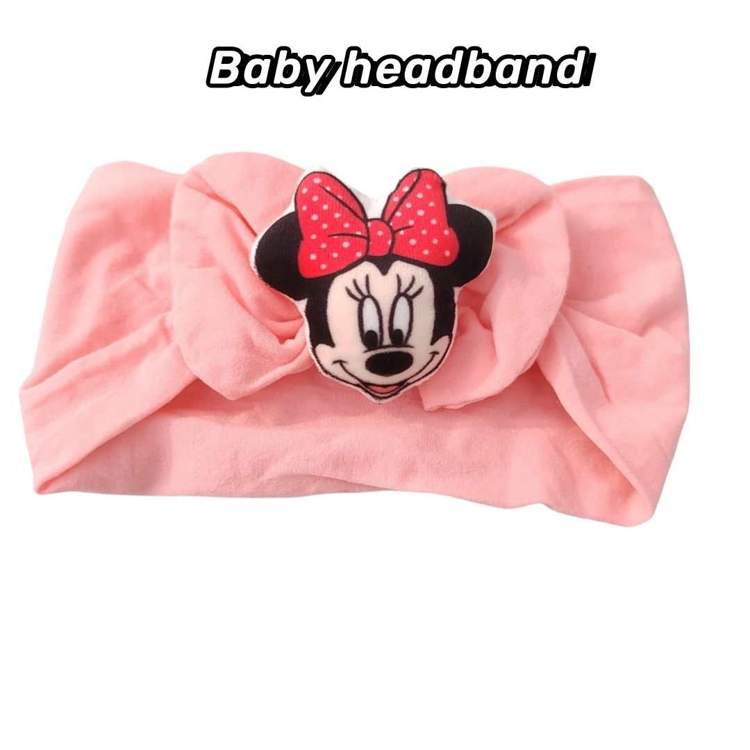 Disney Pink cartoon anime Knot Baby headband Elastic Headband Baby girl Headband Children\'s hair accessories and non-slip socks