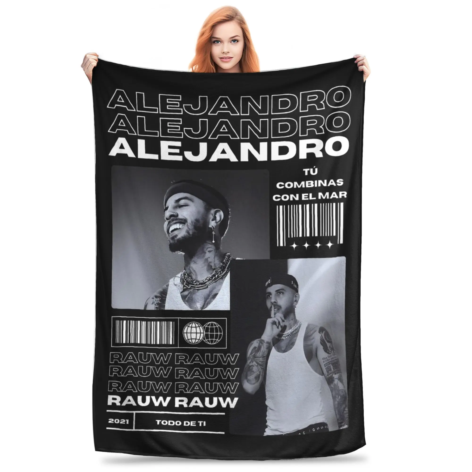 Rauw Alejandro Blankets Fleece Printed  Multi-function Lightweight Thin Throw Blanket for Sofa Outdoor Bedspreads