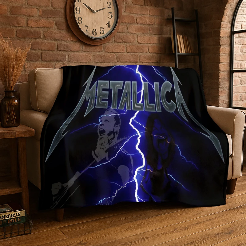 Metal Band M-Metallica Thrash Cartoon Flannel Throw Blanket,Warm Cozy Blanket for Bed,Sofa,Couch,Bedroom,Living Room,Office,Gift