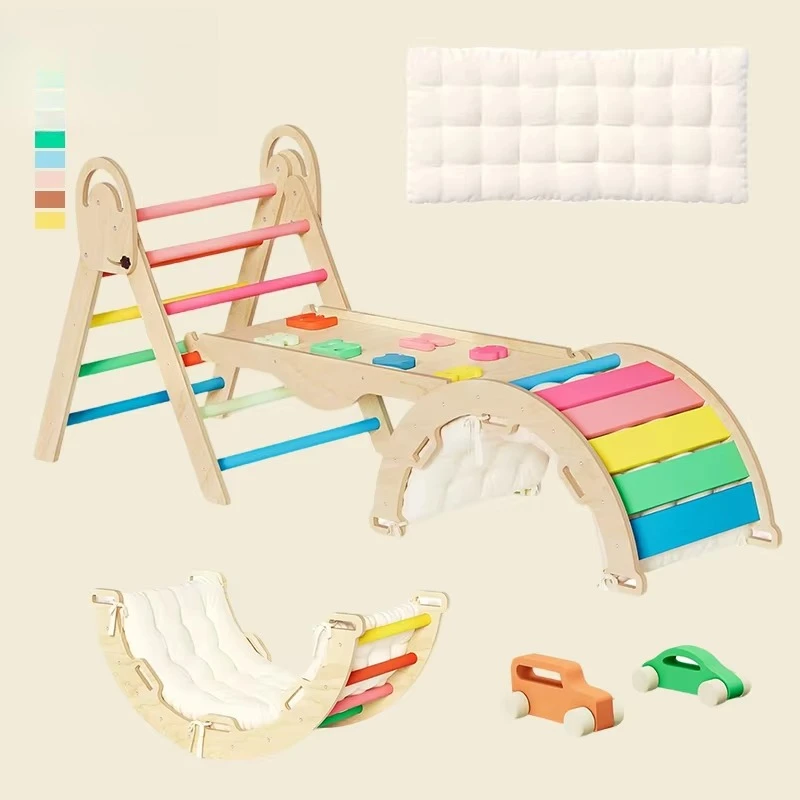 Triangle Set Mountaineering Set 9-in-1 Indoor Playground Jungle Gym with Toddler Cushion