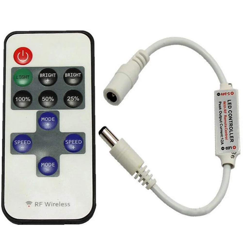 

Single Color LED Controller with Remote 11 Keys Dimmer for Strip Lights 10 Brightness Levels 8 Dynamic Effects